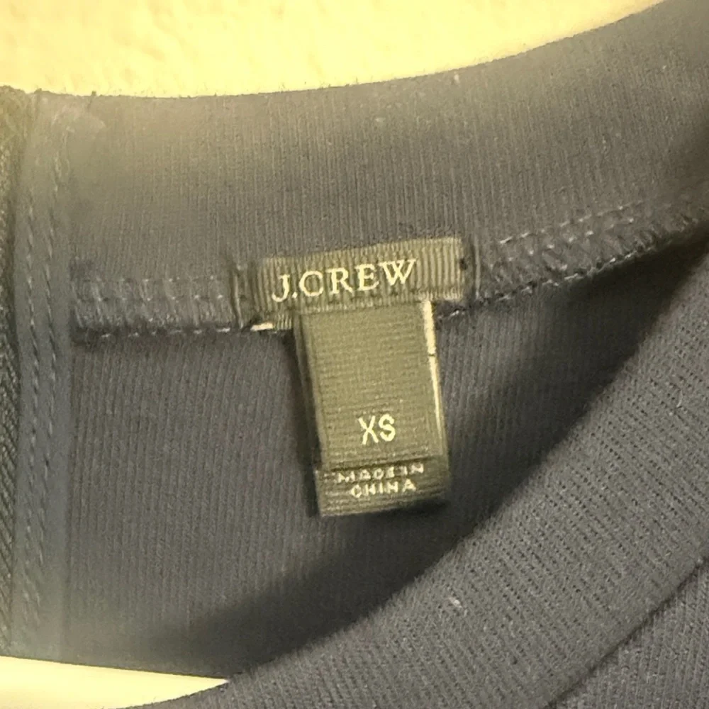 J. Crew Navy Sweater with Black Fringe